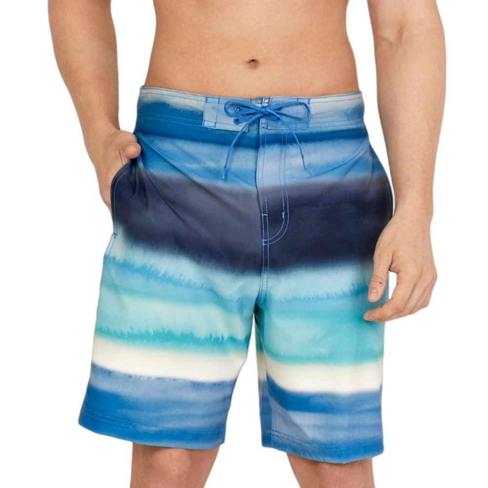 NWT Speedo Men's Blue Swim Trunk Knee Length Boardshort Bondi Printed - Size XXL